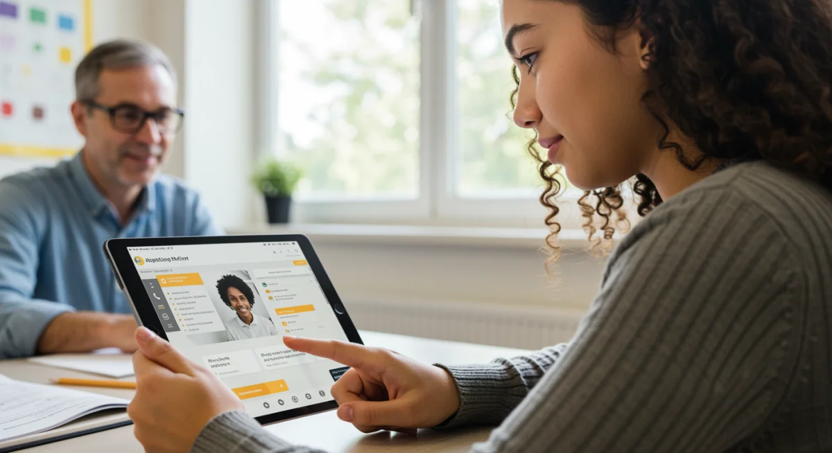 Student using an adaptive learning platform for personalized education.