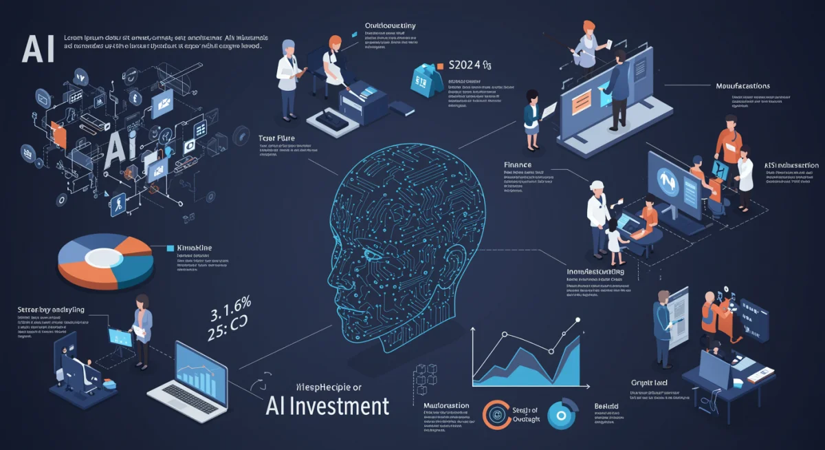 Infographic detailing AI investment impact across diverse US sectors like healthcare and finance.