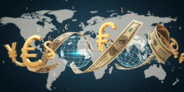 Bretton Woods 2.0: Financial Implications for U.S. Investors Global currencies and digital assets converging, symbolizing Bretton Woods 2.0 impact on U.S. investors.