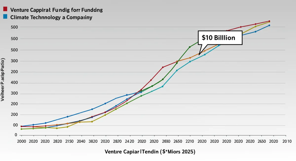 Graph illustrating rapid growth of US climate tech venture capital funding