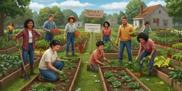 Actionable Steps: 7-Point Plan for US Social Change in 2025 Diverse community members working together in a vibrant garden, symbolizing collective social change.