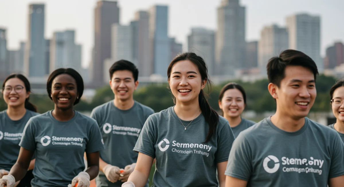 Young adults engaging in community service, demonstrating hands-on charitable involvement.