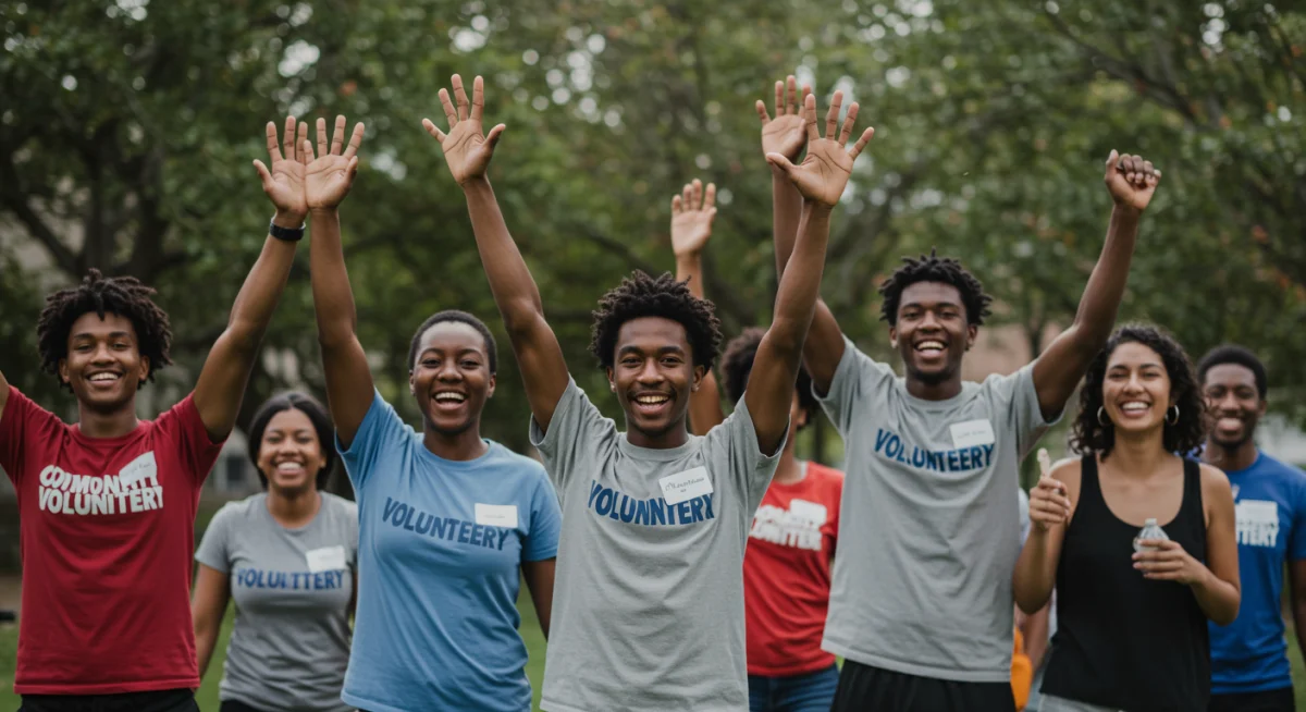 Diverse volunteers engaging in a community cleanup, reflecting grassroots social impact.