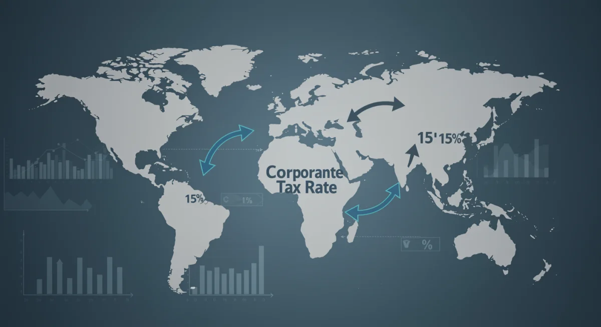 Visualizing corporate tax revenue flow and economic impact of a 15% global minimum tax.