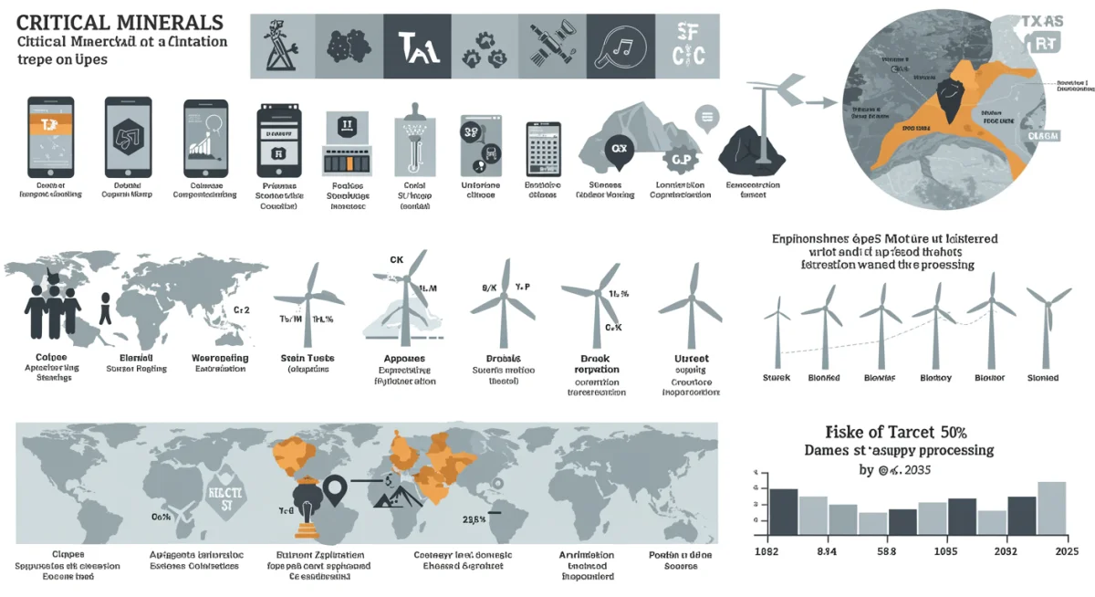 Infographic on critical mineral types and global supply
