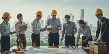 Professionals collaborating on a community project, symbolizing CSR's financial impact on US communities.