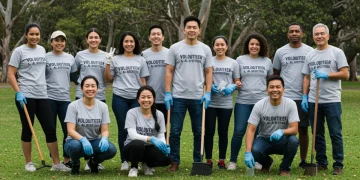Diverse volunteers cleaning a park, symbolizing updated US volunteerism laws 2025