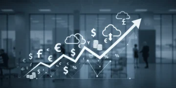 Illustration of financial growth and cost reduction through cloud migration for US businesses.