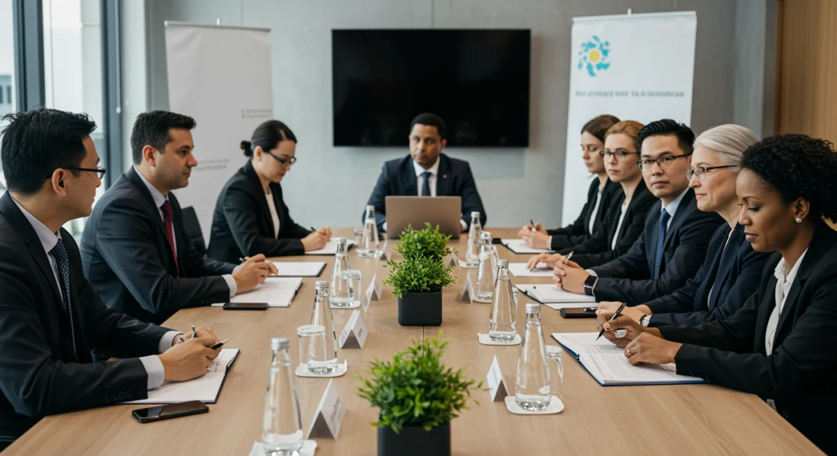 International leaders discussing global corporate tax policy and financial regulations.