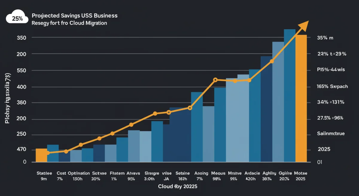 Chart showing projected annual savings for US businesses from cloud migration reaching 25% by 2025.
