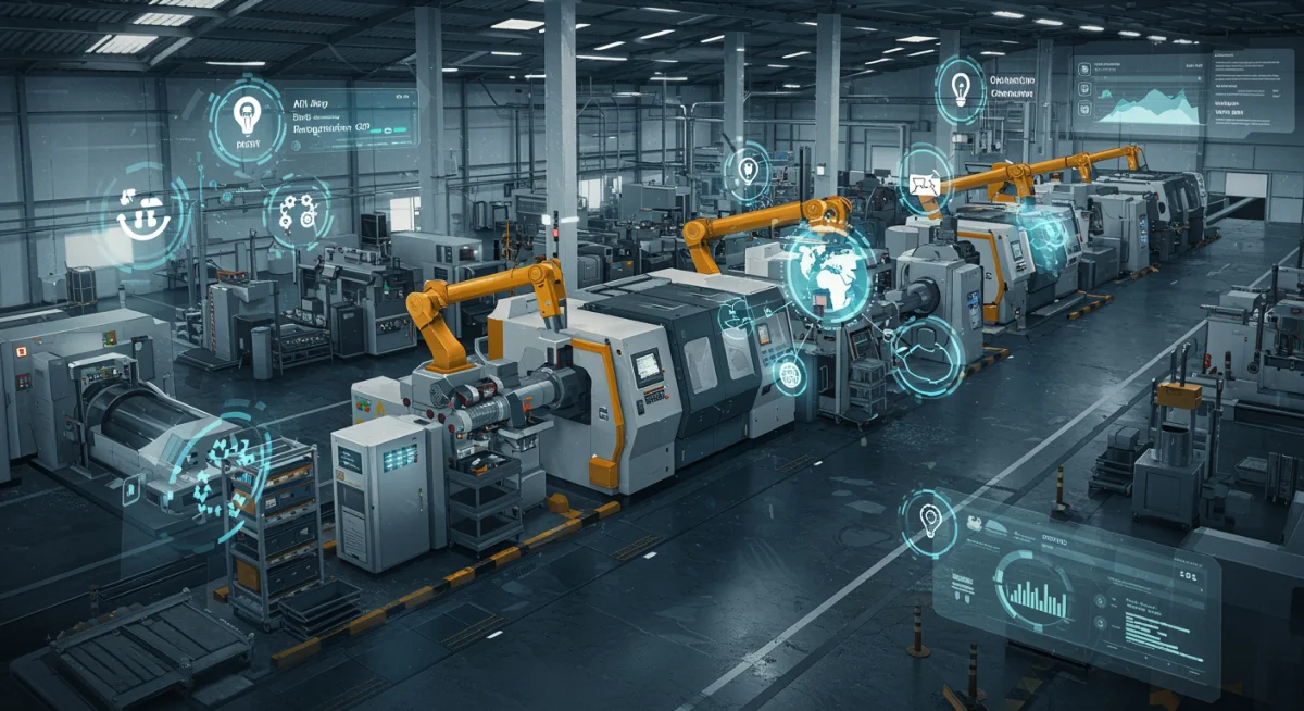 Smart factory implementing AI and IoT for energy efficiency and waste reduction