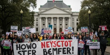 Advocacy 2025: Influencing Policy Before June Deadline Social advocacy groups demonstrating for policy change outside a government building.