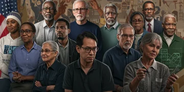 Diverse social activists discussing future social progress in the US