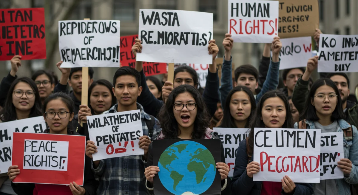 Youth activists advocating for global democratic reforms