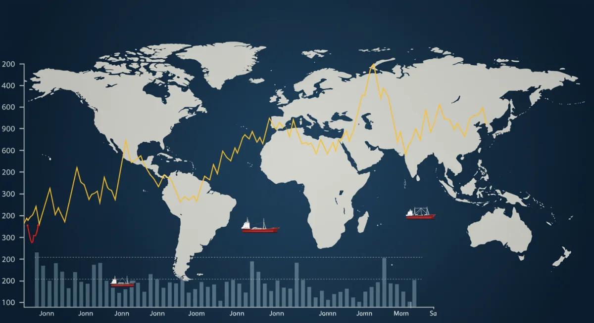 Economic graphs and global trade routes impacted by international geopolitical conflicts and U.S. foreign policy.