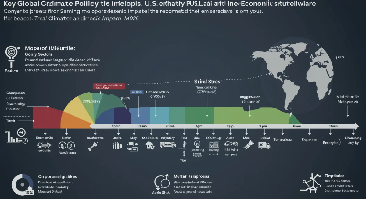 Timeline of global climate policies and their projected effects on U.S. economic sectors by mid-2026