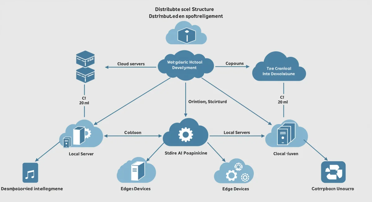 Network diagram illustrating a hierarchical Edge AI deployment with edge devices, local servers, and cloud.