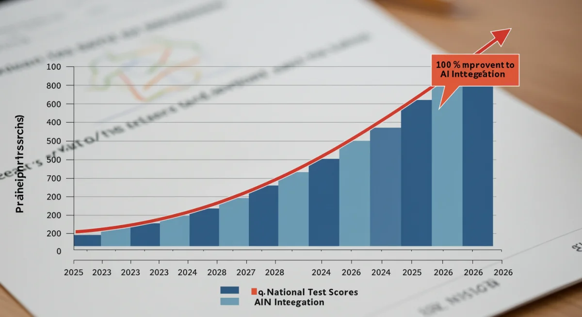 Graph showing projected 10% increase in national test scores by 2026 due to AI.